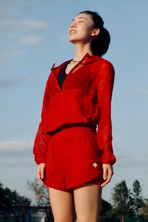 우먼스 러닝 립스탑 레깅스 일체형 쇼츠 레드 SR122RHP31