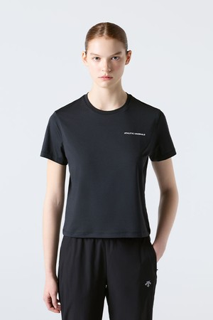 우먼스 러닝 세미 크롭 반팔 티셔츠 블랙 SR122RTS31