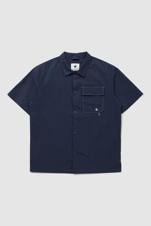 유니 루즈핏 반팔 셔켓 - 네이비 QR223LJK43