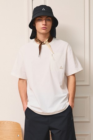 유니 씬플렉스 루즈핏 경량 반팔 피스테 - 크림 QR223LWT51