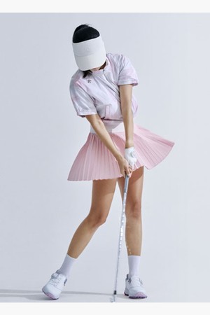 [데상트골프] 여성 에어홀 플리츠 스커트  DR22WFSK42_PINK-a