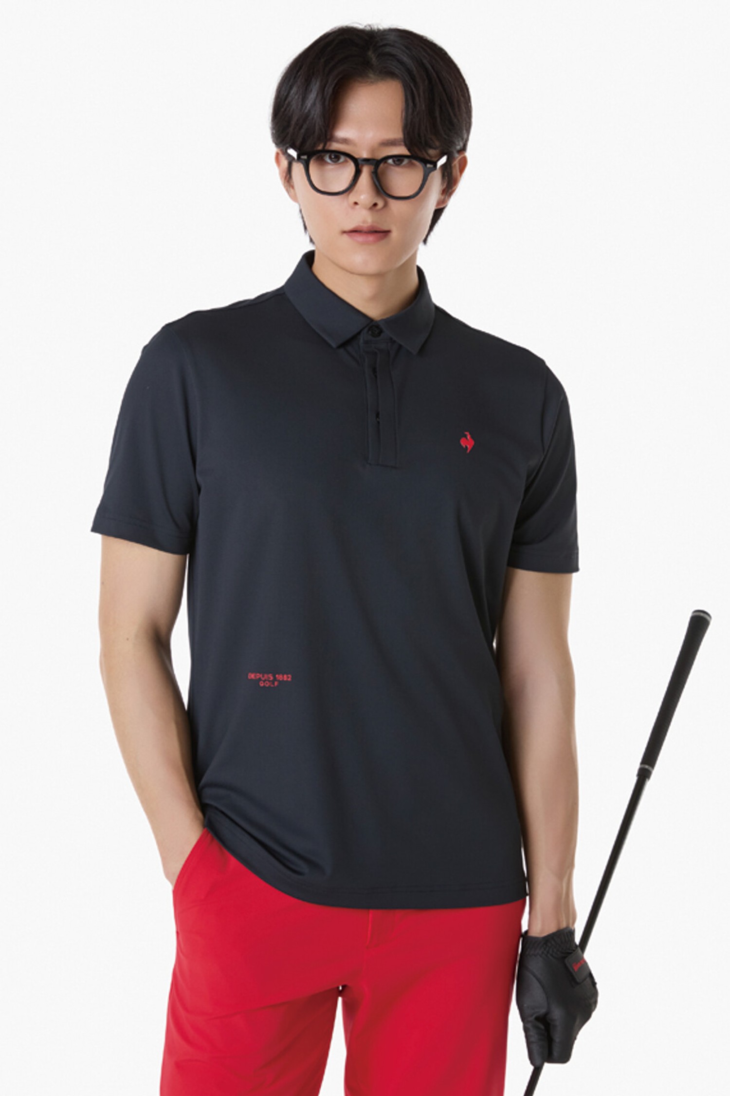 le coq sportif golf] 남성 볼드 레터링 퍼포먼스 반팔 티셔츠