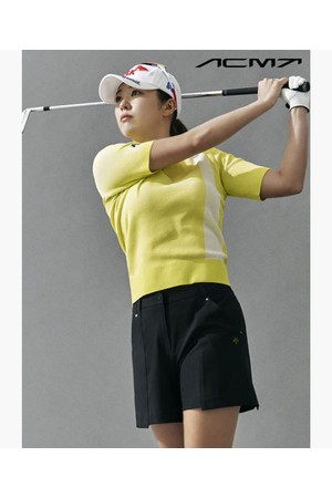 [데상트골프] 아크먼트(ACMT) 여성 모크넥 골지 풀오버  DR12WFKP31_YELLOW-a