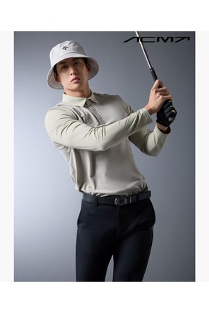 [데상트골프] 아크먼트(ACMT) 남성 니트 하이브리드 긴팔 티셔츠  DR12MFKP27_BEIGE-a