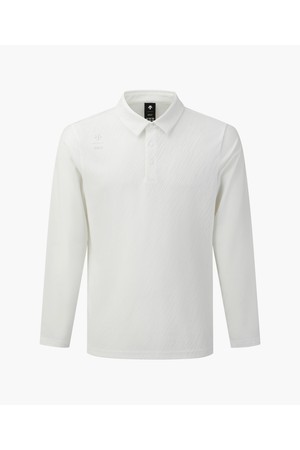 [데상트골프] 남성 자가드 믹스 긴팔 티셔츠  DR12MFTL2Q_WHITE-a