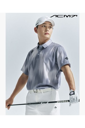 [데상트골프] 아크먼트(ACMT) 남성 아크모션 패턴 반팔 티셔츠  DR12MFTS27_GREY-a