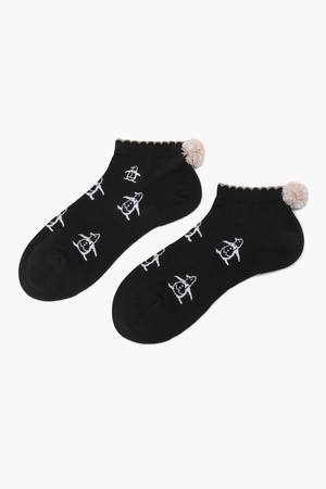 여성 폼폼 앵클 삭스 블랙 MR112LSO21