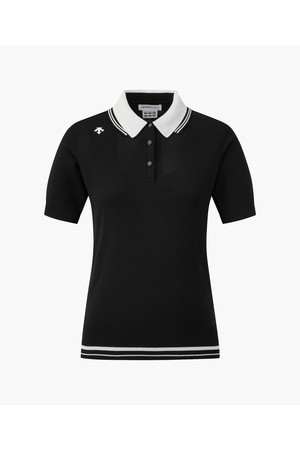 [데상트골프] 여성 카라 반팔 풀오버  DR12WFKP38_BLACK-a