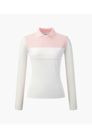 [데상트골프] 여성 니트 하이브리드 냉감 카라 티셔츠  DR22WFTL43_PINK-a