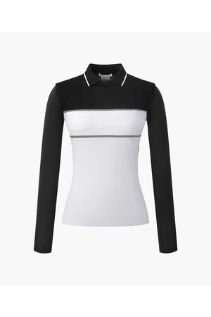 [데상트골프] 여성 니트 하이브리드 냉감 카라 티셔츠  DR22WFTL43_BLACK-a