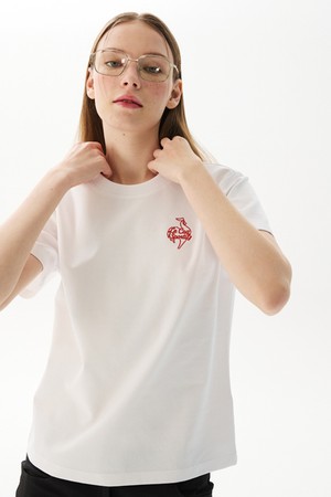 [COQ ATTI TAB] 여성 라운드넥 에센셜 티셔츠 화이트 GR122LRS21