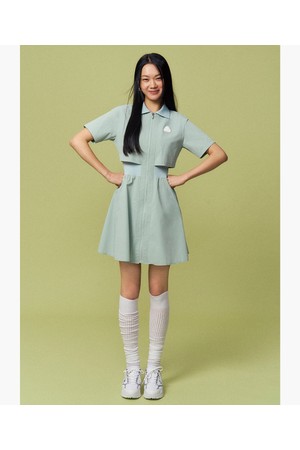 여성 풀집업 우븐 카라 원피스 민트 GR122LOP11_GREEN-a