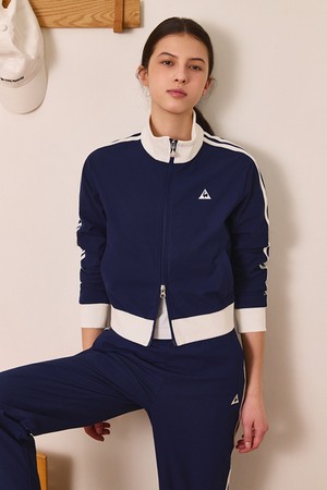 여성 선데이 크롭 트랙탑 - 네이비 QR112LFT31