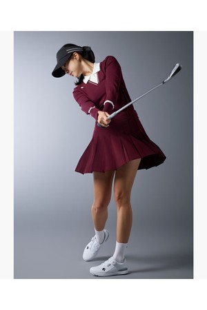 [데상트골프] 여성 베이직 플리츠 스커트  DR12WFSK22_WINE-a