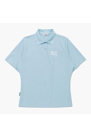 [먼싱웨어] 여성 셋업 우븐 카라 티셔츠 라이트블루 MR122PTS31_BLUE-a