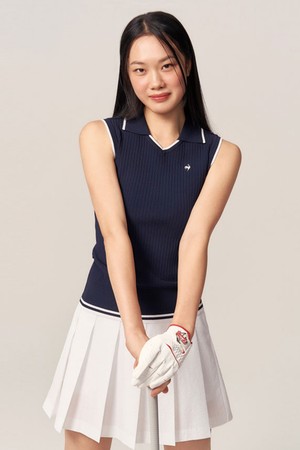 여성 드라이 골지 슬리브리스 스웨터 _NAVY GR222LKP52