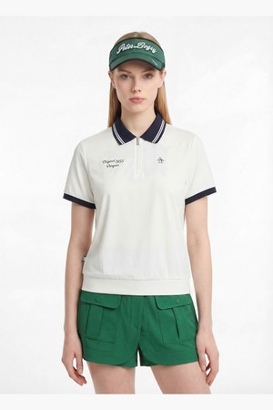 여성 우븐 반집업 티셔츠 화이트 MR122PTS32