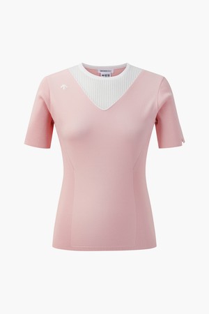 [데상트골프] 여성 라운드 반팔 풀오버  DR12WFKP37_PINK-a