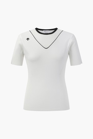 [데상트골프] 여성 라운드 반팔 풀오버  DR12WFKP37_WHITE-a