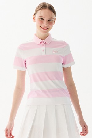 여성 스트라이프 카라 반팔 티셔츠 _PINK GR122LTS34