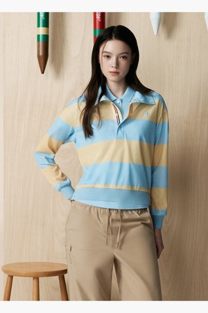 여성 스트라이프 변형 맨투맨 라이트블루 MR222LTL41