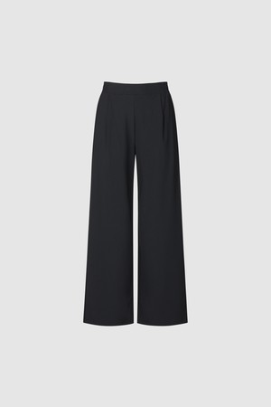 여성 쉐이드온 냉감 트리코트 와이드핏 팬츠 - 블랙 QR222OFP41