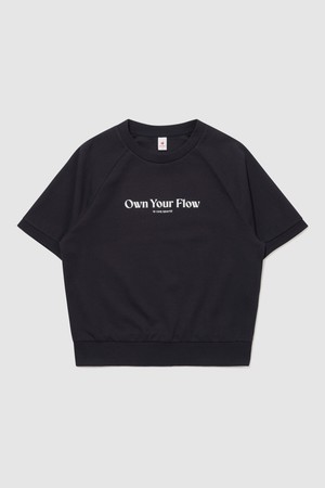 여성 백메쉬 쮸리 크롭 반팔 맨투맨 - 블랙 QR122ORS31