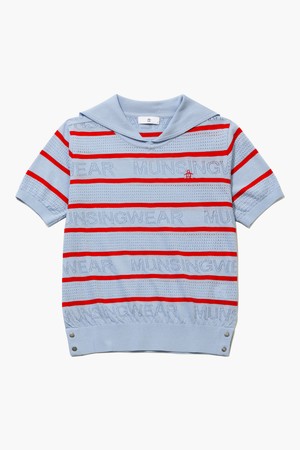 여성 세일러 카라 반팔 니트 라이트블루 MR222LSW43