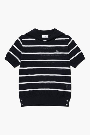 여성 세일러 카라 반팔 니트 네이비 MR222LSW43