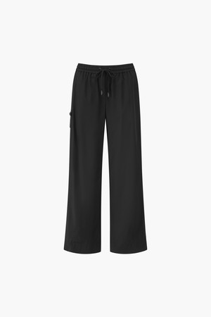 여성 우븐 밑단 변형 팬츠 블랙 MR222LPT45