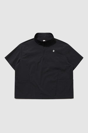 여성 쉐이드온 경량 우븐 루즈핏 반팔 아노락 - 블랙 QR222OJK42