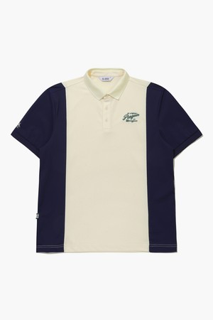 남성 컬러블럭 반팔 카라 티셔츠 아이보리 MR221PTS45