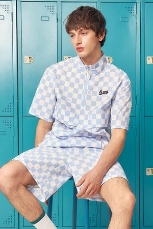 남성 우븐 반집업 반팔 아노락 _MBLU GR121MBL31