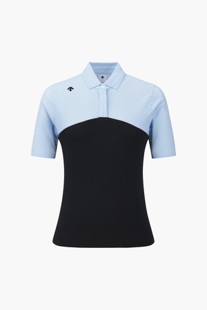 여성 컬러블럭 카라 반팔 풀오버  DR22WFKP41