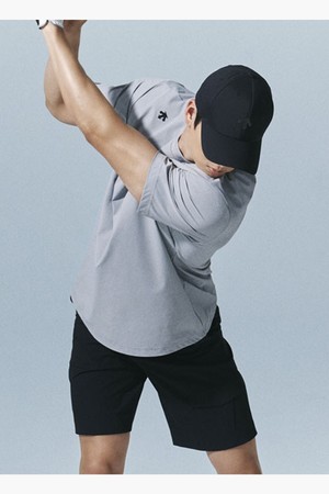 남성 우븐 라운드 반팔 티셔츠  DR12MFNS31