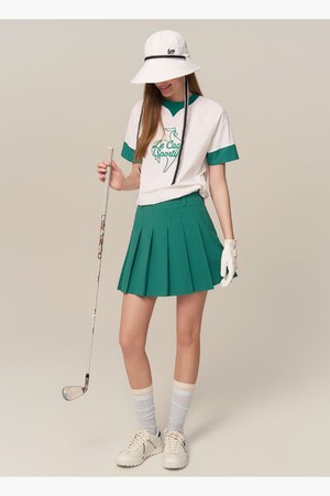 여성 밴딩 스트레치 플리츠 스커트 _GREN GR222LSK42_GREEN-a