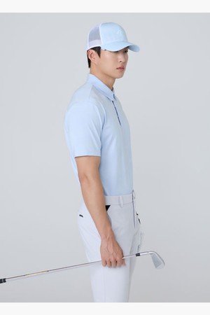 [데상트골프] 남성 전판 패턴 카라 반팔 티셔츠  DR22MFTS4V_BLUE-a