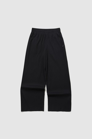 여성 쁘띠 플리세 와이드핏 경량 우븐 팬츠 - 블랙 QR222OPT51