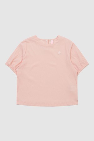 여성 쁘띠 플리세 루즈핏 경량 우븐 반팔 피스테 - 핑크 QR222OWT51