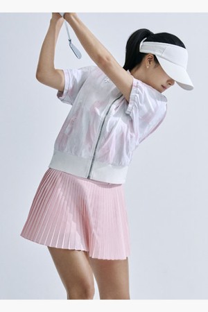 여성 하이넥 시보리 반팔 점퍼  DR21WFBL48