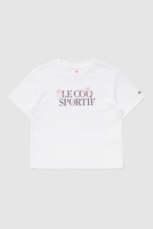 여성 루즈핏 그래픽 면 슬럽 티셔츠 - 화이트 QR222ORS53