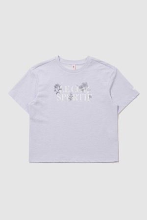 여성 루즈핏 그래픽 면 슬럽 티셔츠 - 퍼플 QR222ORS53