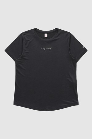 여성 루즈핏 슬럽 티셔츠 - 블랙 QR222ORS51