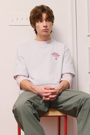 유니 백그래픽 루즈핏 반팔티 - 그레이 QR223LRS52