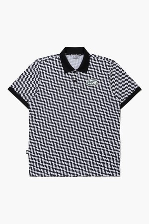 [먼싱웨어] 남성 잔물결 패턴 반팔 카라 티셔츠 블랙 MR221PTS43_BLACK-a