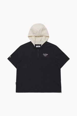 [먼싱웨어] 여성 후드 탈부착 반팔 아노락 점퍼 블랙 MR222PJP41_BLACK-a