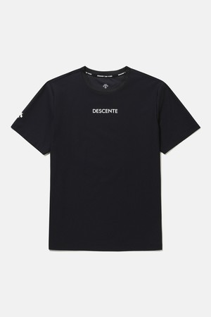 쿨링 트리코트 워딩 백그래픽 반팔 티셔츠 블랙 SR223ETS58