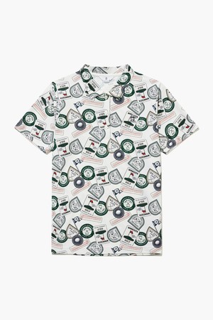 여성 시즌 패턴 카라 티셔츠 화이트 MR212LTS42