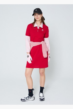 [먼싱웨어] [온라인단독]여성 10 YEARS 폴로 카라 원피스 레드 MR212LOP51_RED-a