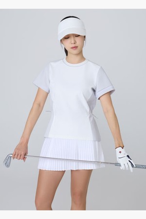 [데상트골프] 여성 에어홀 우븐 하이브리드 티셔츠  DR22WFNS41_WHITE-a